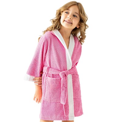 Soley | Pueri |%100 Pamuklu Unisex Çocuk Bornozu Pembe