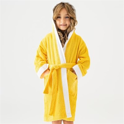 Soley | Pueri |%100 Pamuklu Unisex Çocuk Bornozu Sarı