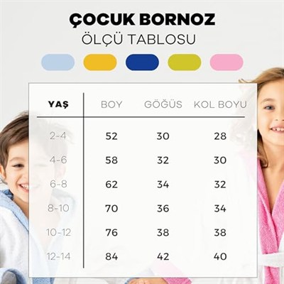 Soley | Pueri |%100 Pamuklu Unisex Çocuk Bornozu Pembe
