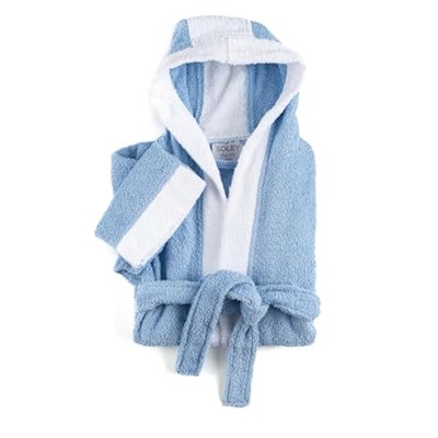 Soley | Pueri |%100 Pamuklu Unisex Çocuk Bornozu Mavi