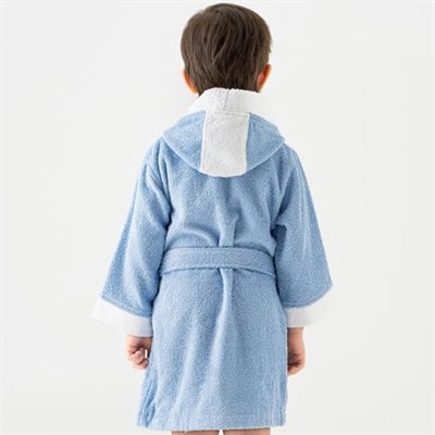 Soley | Pueri |%100 Pamuklu Unisex Çocuk Bornozu Mavi