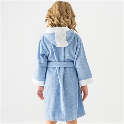 Soley | Pueri |%100 Pamuklu Unisex Çocuk Bornozu Mavi