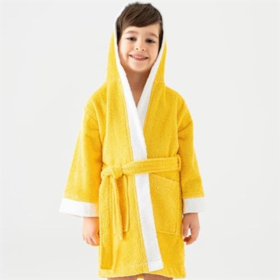 Soley | Pueri |%100 Pamuklu Unisex Çocuk Bornozu Sarı