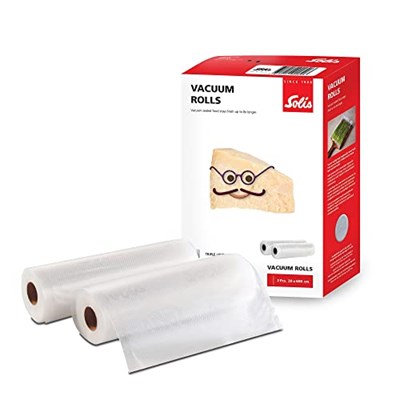 Solis Vakuumierfolie 2 Rollen - 20 x 600 - Tiefkühlen/Vakuumgaren - Individuell Zuschneiden - Wiederverwendbar