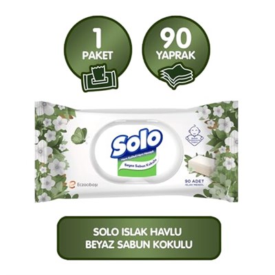 SOLO Beyaz Sabun Kokulu Mendil 1x90 - Seçenekler: 1 Adet, 1 Adet (2 paketi), Pack of 3
