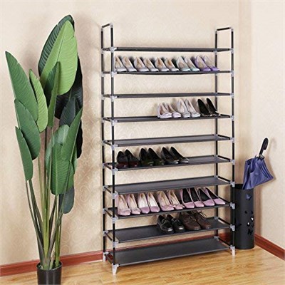 SONGMICS 10 Katlı Ayakkabı Rafı, 100x29x175 CM, Siyah, LSR10H