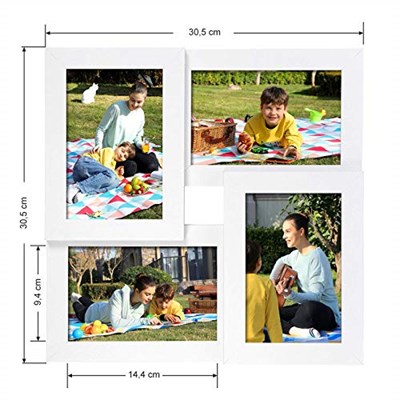 SONGMICS 4 fotoğraf için resim çerçevesi kolajı, 10 x 15 cm RPF25WT