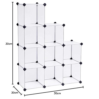 SONGMICS 9 Bölmeli Raf Sistemi, Ayakkabı Rafı, Banyo Rafı, Giysi Dolabı, Oyuncak Dolabı, 93 x 31 x 123 cm, Beyaz Lpc115S