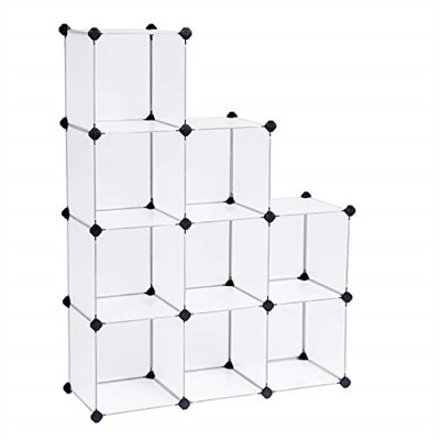 SONGMICS 9 Bölmeli Raf Sistemi, Ayakkabı Rafı, Banyo Rafı, Giysi Dolabı, Oyuncak Dolabı, 93 x 31 x 123 cm, Beyaz Lpc115S