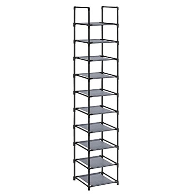 SONGMICS Ayakkabı rafı, ayakkabı düzenleyici, 10 raf, açık dar ayakkabı rafı, 33 x 33 x 173 cm, metal çerçeve, dokunmamış kumaş raflar, koridor, yatak  - Seçenekler: 33 x 33 x 173 cm, 28 x 45 x 173 cm