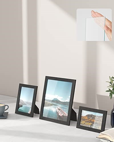 SONGMICS Resim Çerçevesi Seti 10lu, 20 x 25 cm Boyutunda 2 Fotoğraf, 13 x 18 cm Boyutunda 4 Fotoğraf, 10 x 15 cm Boyutunda 4 Fotoğraf, Siyah