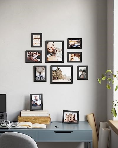 SONGMICS Resim Çerçevesi Seti 10lu, 20 x 25 cm Boyutunda 2 Fotoğraf, 13 x 18 cm Boyutunda 4 Fotoğraf, 10 x 15 cm Boyutunda 4 Fotoğraf, Siyah