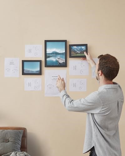 SONGMICS Resim Çerçevesi Seti 10lu, 20 x 25 cm Boyutunda 2 Fotoğraf, 13 x 18 cm Boyutunda 4 Fotoğraf, 10 x 15 cm Boyutunda 4 Fotoğraf, Siyah