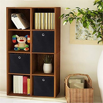 SONGMICS RFB02H-3 Saklama kutusu, 6 adet, katlanır kutu, parmak delikli, 30 x 30 x 30 cm, siyah