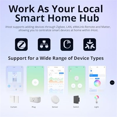 SONOFF iHost Smart Home Hub, Akıllı Ağ Geçidi Kontrol Merkezi, Zigbee 3.0&WLAN bağlantısı, PC yan kontrol yerel lan, 128 alt cihaz desteği, Smart Hub