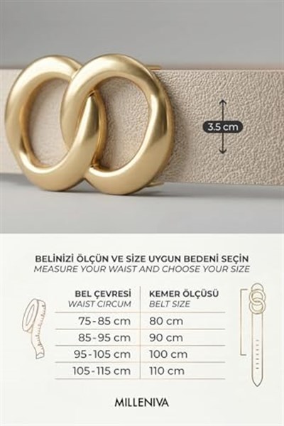 Sonsuzluk Gold Tokalı Kadın Kemer 3.5 cm