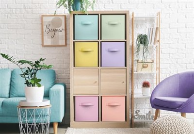 Sorbus 11 inç Kumaş Saklama Küpleri - Sağlam Katlanabilir Saklama Kutuları ve Kulpları - Giysi, Oyuncak, Kitap Düzenlemek için 6 Katlanabilir Sepet - Raflar, Çocuk Odası, Dolaplar için Çok Renkli