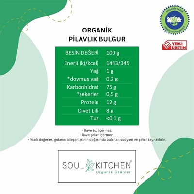 Soul Kitchen Organik Bulgur Pilavlık 750 gr
