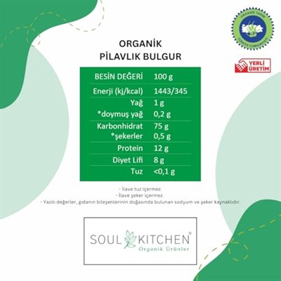 Soul Kitchen Organik Bulgur Pilavlık 750 gr