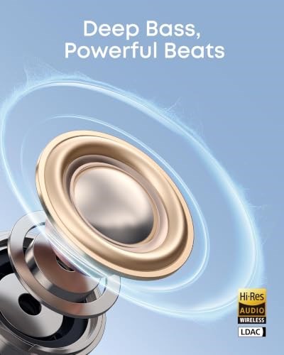 Soundcore C50i Bluetooth Kulaklık, Açık Kulak Teknolojisi, Güçlü Bas için 12 mm Sürücüler, Yapay Zeka ile Net Aramalar, Gerçek Zamanlı Çeviri, Yüksek Çözünürlük, IP55 Su Geçirmez, Beyaz - D1101