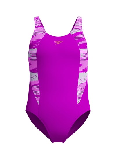 SPEEDO Hyperboom Splice Muscleback Kız Çocuk Yüzücü Mayosu, 13-14 Yaş, 8-00372918627, Pembe, Kız çocuk