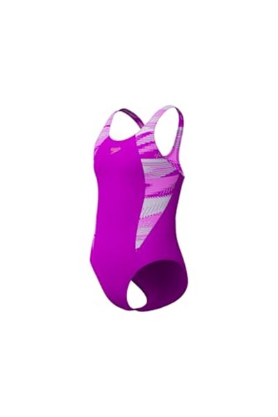 SPEEDO Hyperboom Splice Muscleback Kız Çocuk Yüzücü Mayosu, 13-14 Yaş, 8-00372918627, Pembe, Kız çocuk