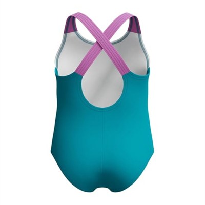 Speedo Kız çocukları yüzmeyi öğrenmek için Crossback motifli mayo | klora dayanıklı | geri dönüşüm malzemesi | esnek malzeme yüzme kıyafeti
