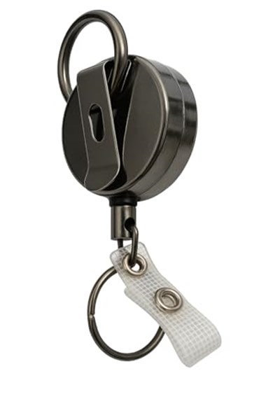 Spelt Metal Yoyo Paslanmaz Çelik Tel Çek Bırak Koruma Anti-theft Makaralı Sargılı Anahtarlık Siyah