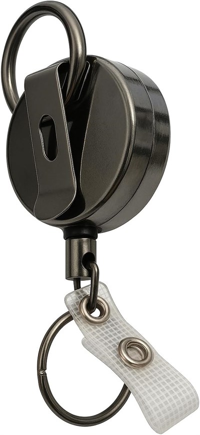 Spelt Metal Yoyo Paslanmaz Çelik Tel Çek Bırak Koruma Anti-theft Makaralı Sargılı Anahtarlık Siyah