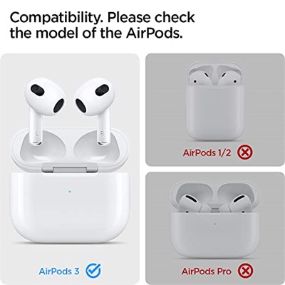 Spigen AirPods 3 ile Uyumlu Kılıf Rugged Armor Üst Düzey Koruma Siyah Karbon Kapak - ASD01978 (Spigen TR Garantili)