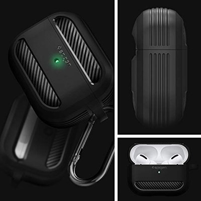 Spigen AirPods Pro (1.nesil) ile Uyumlu Kılıf Rugged Armor Matte Black - ASD00540
