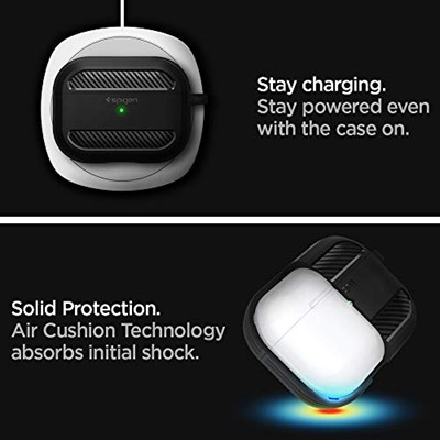 Spigen AirPods Pro (1.nesil) ile Uyumlu Kılıf Rugged Armor Matte Black - ASD00540
