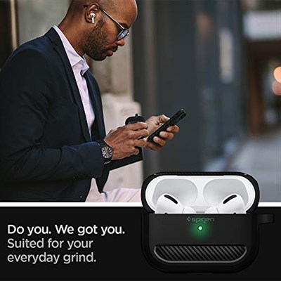 Spigen AirPods Pro (1.nesil) ile Uyumlu Kılıf Rugged Armor Matte Black - ASD00540