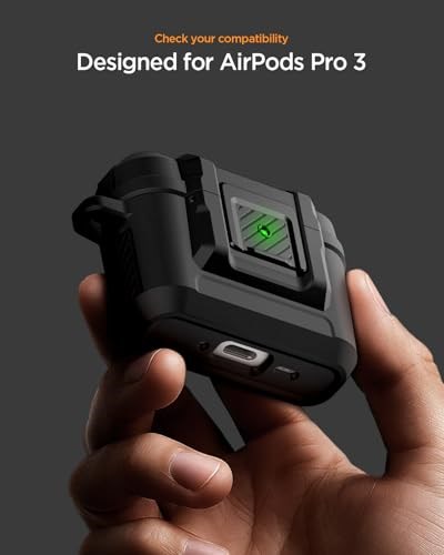 Spigen AirPods Pro 3 ile Uyumlu Kılıf Lock Fit Kilit Mekanizmalı Siyah Kapak - ACS09825 (Spigen TR Garantili)