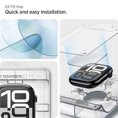 Spigen Apple Watch 46mm Seri 11/10 ile Uyumlu Kolay Kurulum Film Ekran Koruyucu Elite Shield EZ Fit (2 Adet) Şeffaf - AFL08579 (Spigen TR Garantili)