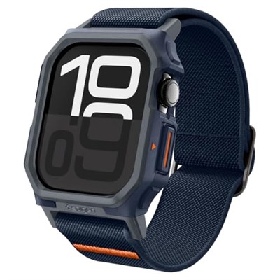 Spigen Apple Watch 46mm Seri 11/10 ile Uyumlu Kılıf & Kordon Lite Fit Pro Nefes Alabilen Hafif Dokuma Lacivert Kayış - ACS08925 (Spigen TR Garantili)