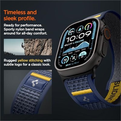 Spigen Apple Watch 49/46/45mm Ultra 3/2/1 / Seri 11/10/9/8/7 ile Uyumlu Kordon Band Athlex Air Nefes Alabilen Kumaş Lacivert Kayış - AMP09036 (Spigen TR Garantili) | Apple Watch Ultra 3/2/1 49 mm, Ser