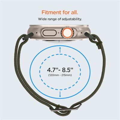 Spigen Apple Watch 49/46/45mm Ultra 3/2/1 / Seri 11/10/9/8/7 ile Uyumlu Kordon Band Lite Fit Ultra Örme Naylon Kumaş Haki Kayış - AMP05985 (Spigen TR Garantili) | Apple Watch Ultra 3/2/1 49 mm, Seri 1