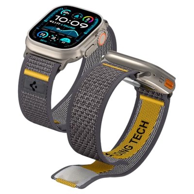 Spigen Apple Watch 49/46/45mm Ultra 3/2/1 / Seri 11/10/9/8/7 ile Uyumlu Kordon Band Athlex Air Nefes Alabilen Kumaş Gri Kayış - AMP09034 (Spigen TR Garantili)