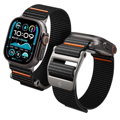 Spigen Apple Watch 49/46/45mm Ultra 3/2/1 / Seri 11/10/9/8/7 ile Uyumlu Kordon Band DuraPro Flex Ultra Nefes Alabilen Kumaş Siyah Kayış - AMP05981 (Spigen TR Garantili)