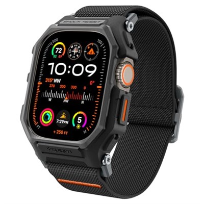 Spigen Apple Watch 49mm Ultra 3/2/1 ile Uyumlu Kılıf & Kordon Lite Fit Pro Nefes Alabilen Hafif Dokuma Siyah Kayış - ACS07104 (Spigen TR Garantili)