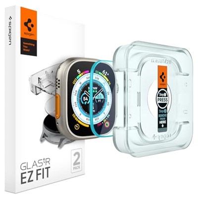 Spigen Apple Watch 49mm Ultra 3/2/1 ile Uyumlu Kolay Kurulum Cam Ekran Koruyucu GLAS.tR EZ Fit HD (2 Adet) Şeffaf - AGL05556 (Spigen TR Garantili)