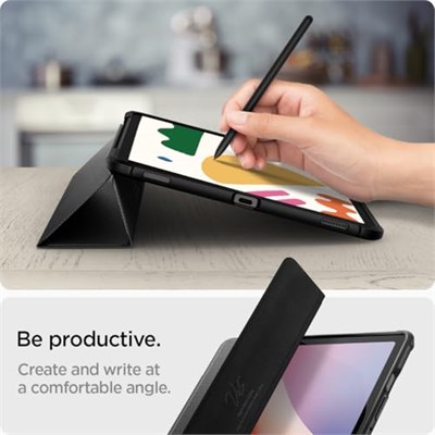 Spigen Galaxy Tab S10 FE / S9 ile Uyumlu Kılıf Rugged Armor Pro Stand özellikli Üst Düzey Koruma Siyah Karbon Kapak - ACS09380 (Spigen TR Garantili)