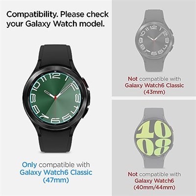 Spigen Galaxy Watch 6 (47mm) Cam Ekran Koruyucu Kolay Kurulum Glas.tR EZ Fit Slim HD (2 Adet) - AGL07066