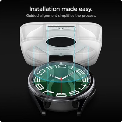 Spigen Galaxy Watch 6 (47mm) Cam Ekran Koruyucu Kolay Kurulum Glas.tR EZ Fit Slim HD (2 Adet) - AGL07066