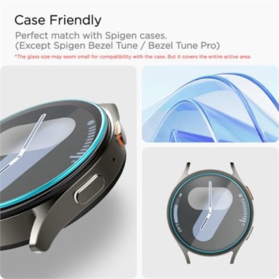 Spigen Galaxy Watch 7 (44mm) ile Uyumlu Kolay Kurulum Cam Ekran Koruyucu GLAS.tR EZ Fit HD (2 Adet) Şeffaf - AGL08493 (Spigen TR Garant - Seçenekler: Galaxy Watch 6 40mm, Galaxy Watch6 Classic 43mm...