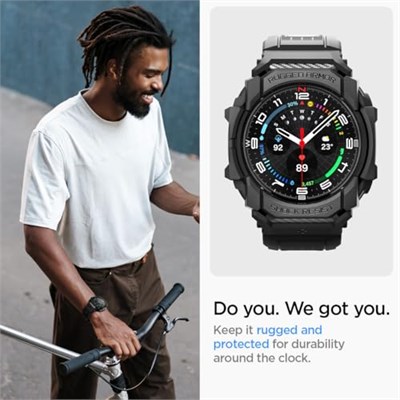 Spigen Galaxy Watch Ultra (47mm) ile Uyumlu Kılıf & Kordon Rugged Armor Pro Üst Düzey Koruma Siyah Kayış - ACS08427 (Spigen TR Garantili)