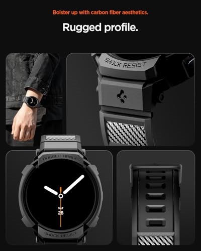 Spigen Galaxy Watch8 (40mm) ile Uyumlu Kılıf & Kordon Rugged Armor Pro Üst Düzey Koruma Siyah Kayış - ACS10005 (Spigen TR Garantili)