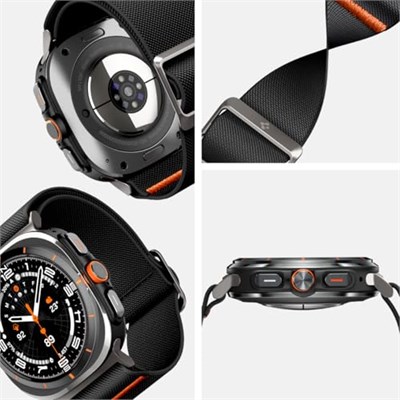 Spigen Lite Fit Samsung Galaxy Watch Ultra Band 47 mm Naylon Solo Loop Band (2024) için Tasarlanmıştır - Siyah