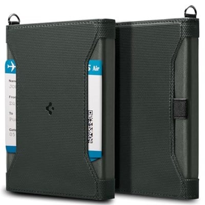 Spigen RFID Korumalı Pasaport Kılıfı ve Kompakt Seyahat Cüzdanı Koyu Yeşil - AFA08347 (Spigen TR Garantili)